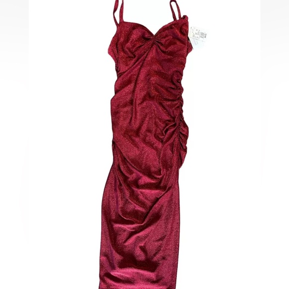 Ladies BNWT Sz 10 Full Length Burgundy Red Bridesmaids Sparkle Formal Gown - Picture 1 of 4